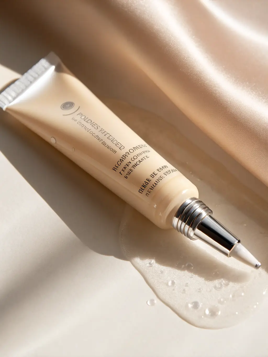 A tube of Novashine under-eye treatment cream, with a focus on the applicator tip, suggesting ease of use and targeted treatment.